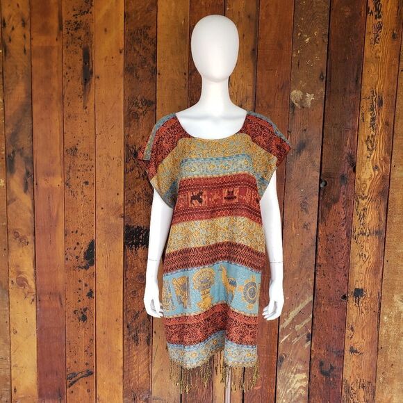 Pashmina Poncho Tunic Peruvian Print O/S - Picture 1 of 13